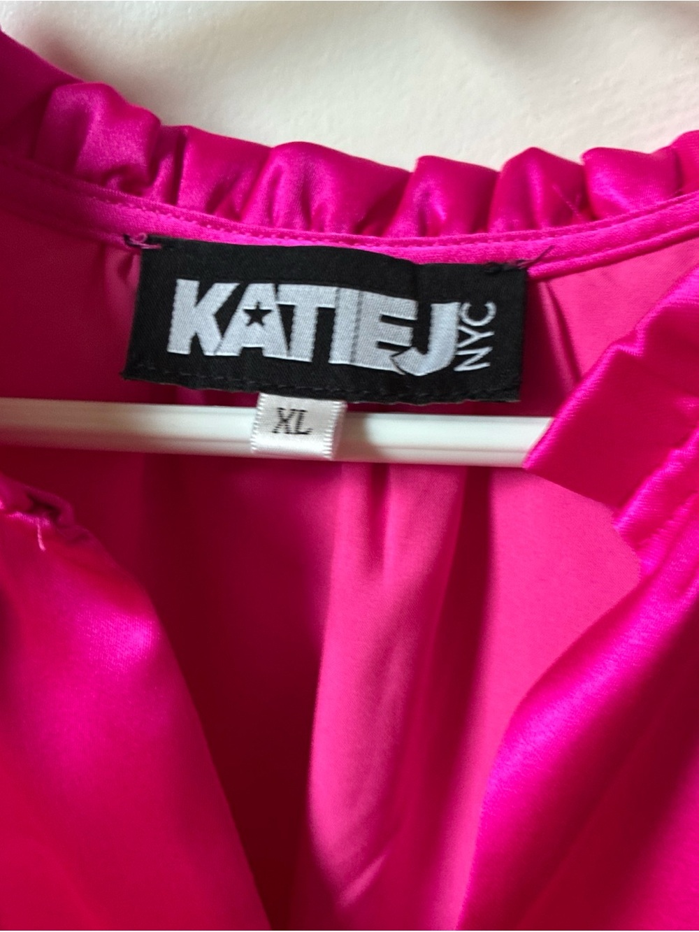 Katie J NYC Tween Becca Satin Dress Fuschia Pink size XL - Picture 3 of 4